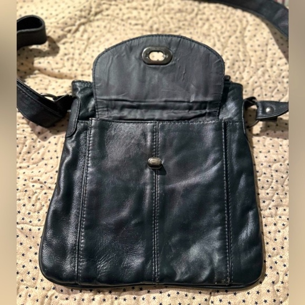 Genuine Leather black crossbody